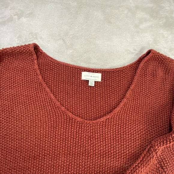 Lucky Brand Burnt Orange V-Neck Long Sleeve Sweater Size XL - Picture 2 of 10